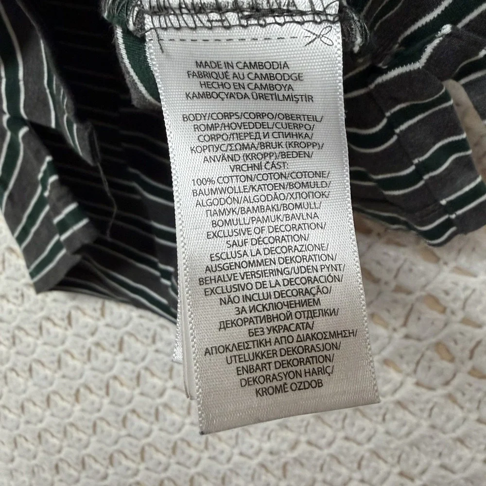 Polo Ralph Lauren Polo Shirt Mens L Gray Green Striped Custom Slim Fit
